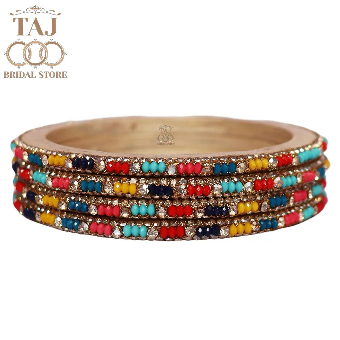 Handmade Lac Bangles For Women With Latest Rhinestones Design