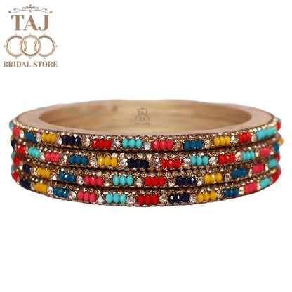 Handmade Lac Bangles For Women With Latest Rhinestones Design