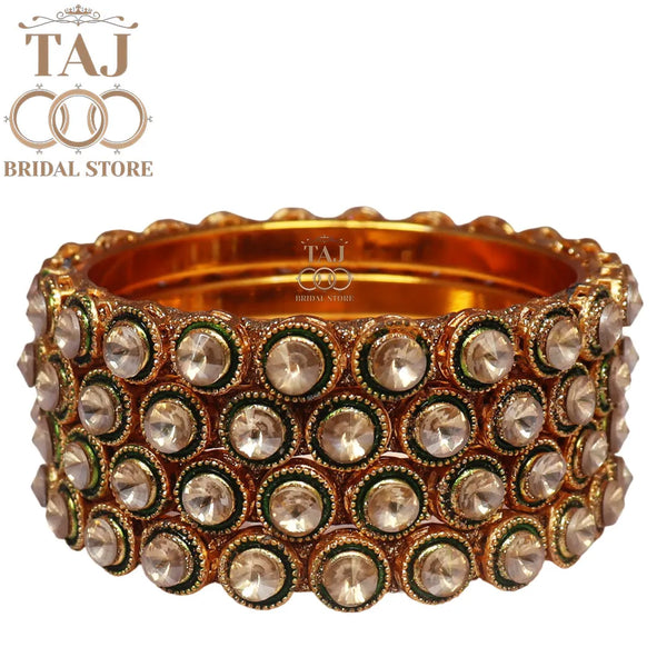 Kundan Rajwadi Metal Kada Set With Beautiful Kundan Design (Set of 4)