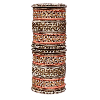 Lac Bangles with Beautiful Kundan Flower Design Taj Bridal Store