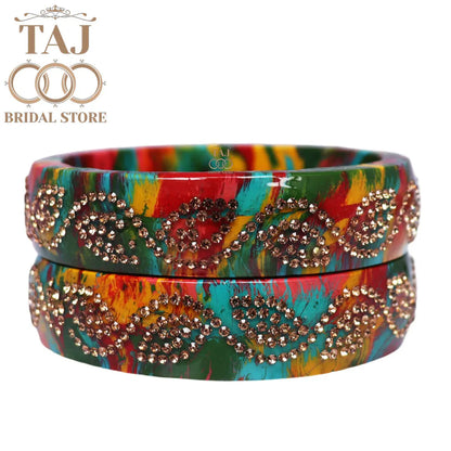 Rajasthani Multicolor Designer Lac Bangles (Set of 2)