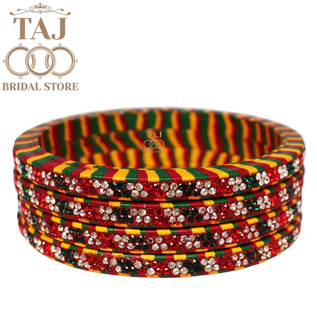 Rajasthani Lac Lehriya Kada Bangles (Set of 4)