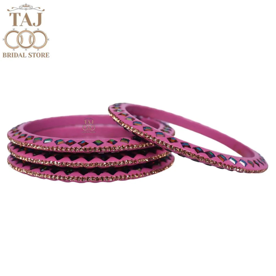 Rajasthani Fancy Lac Kada Bangles in Latest Kundan Rhinestones Design