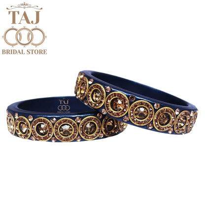 Elegant Lac Kada Bangles with Stunning Stones (Set of 2)