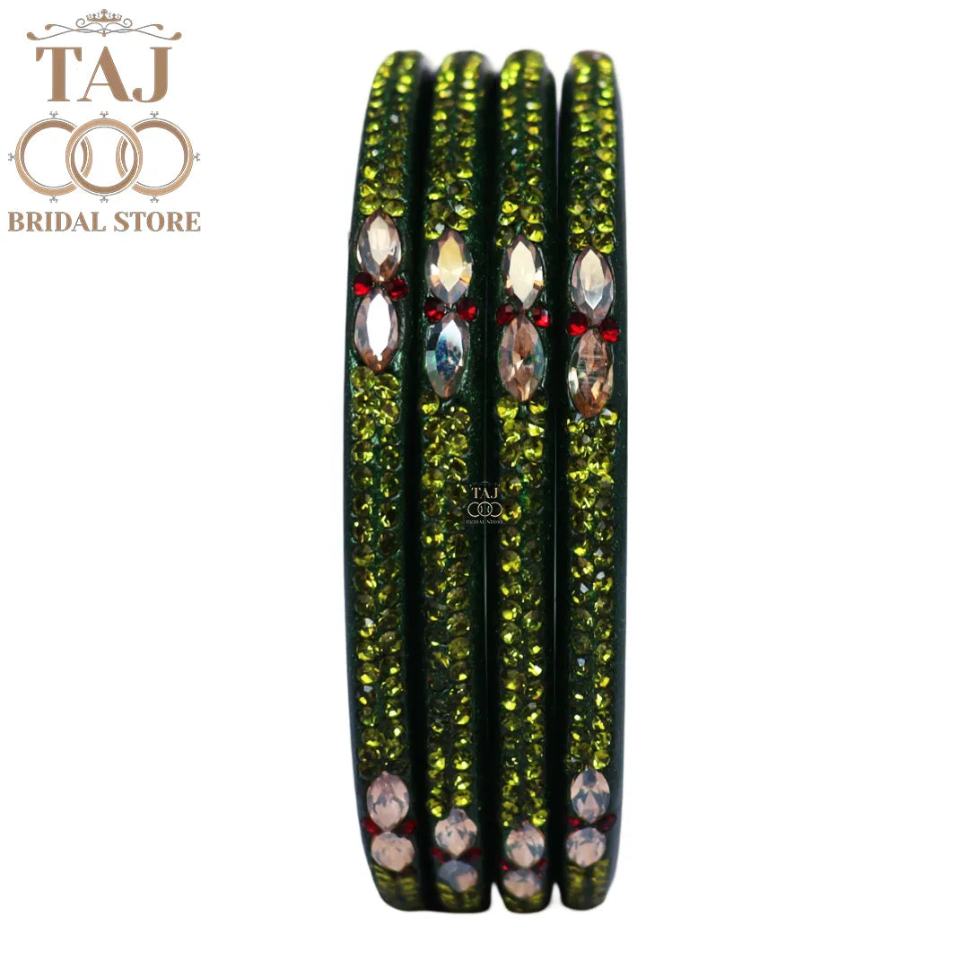 Kundan Lac Bangles with Beautiful Kundan and Rhinestones Design