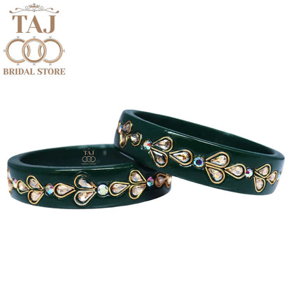 Designer Lac Kada Bangles with Exquisite Kundan Work (Set of 2)