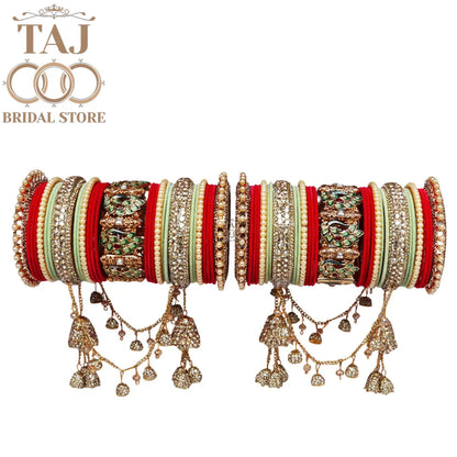 Latest Rajwadi Wedding Bangles Set With New Peacock and Latkan Design