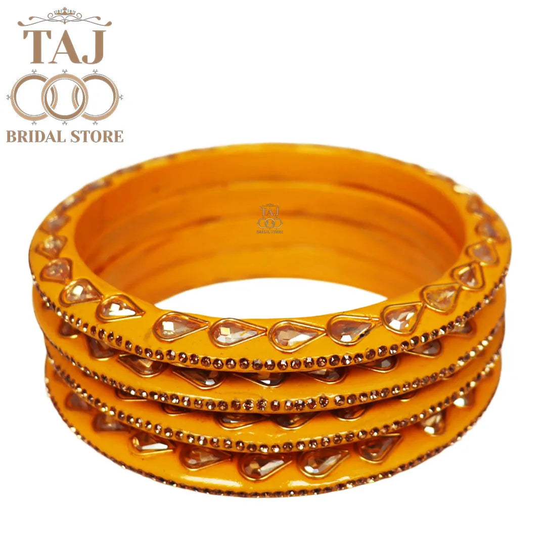 Festive Lac Bangle Set with Kundan and Rhinestones Designs