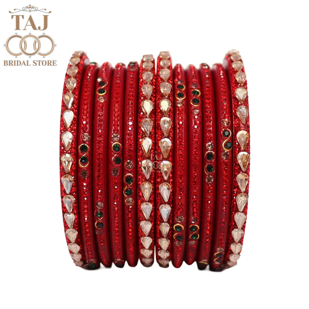 Rajasthani Short Lac Bangles Set With New Kundan Design