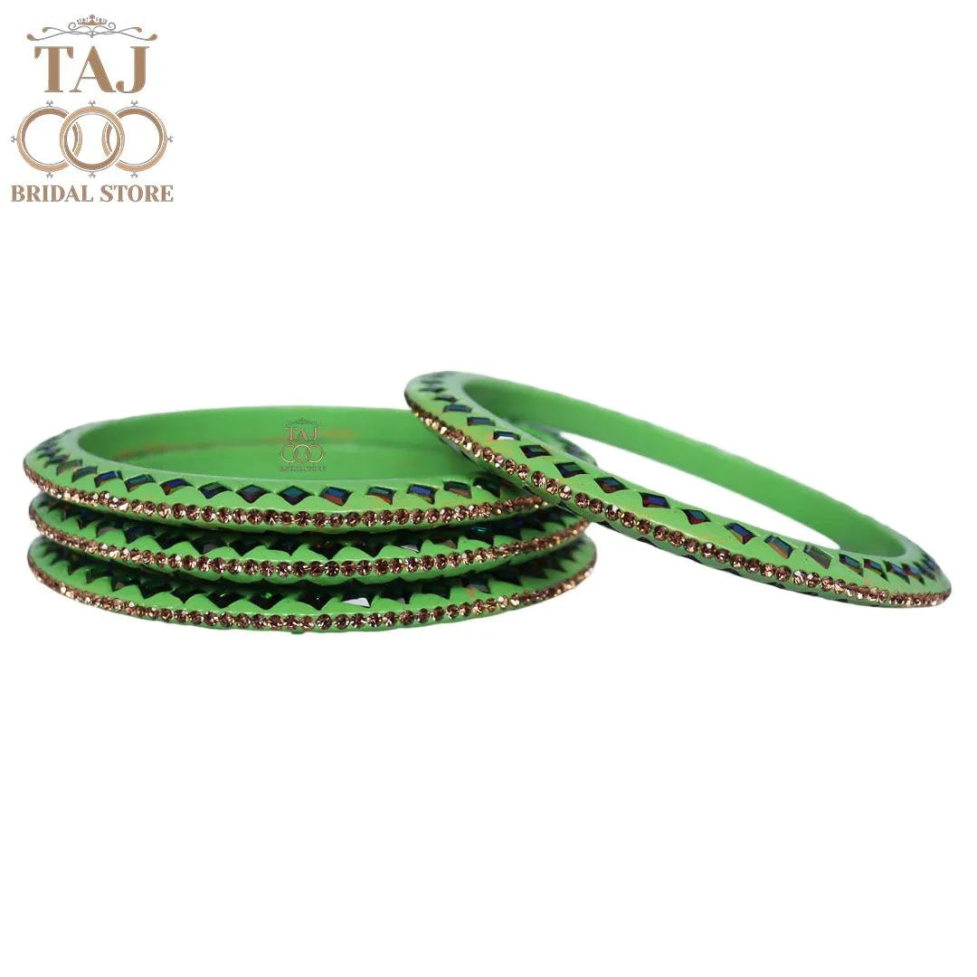 Rajasthani Fancy Lac Kada Bangles in Latest Kundan Rhinestones Design