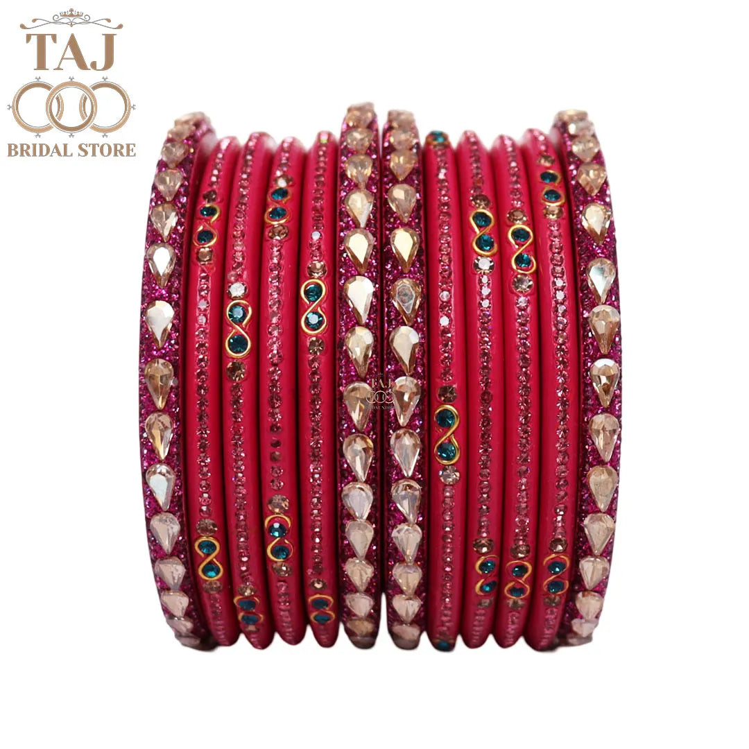 Rajasthani Short Lac Bangles Set With New Kundan Design