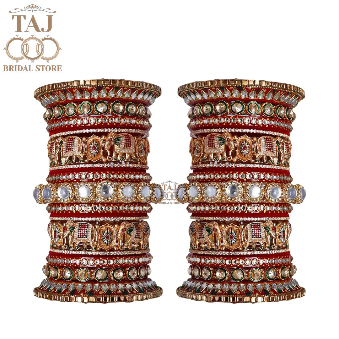 Premium Rajasthani Wedding Bangles Set with Latest Elephant Motifs