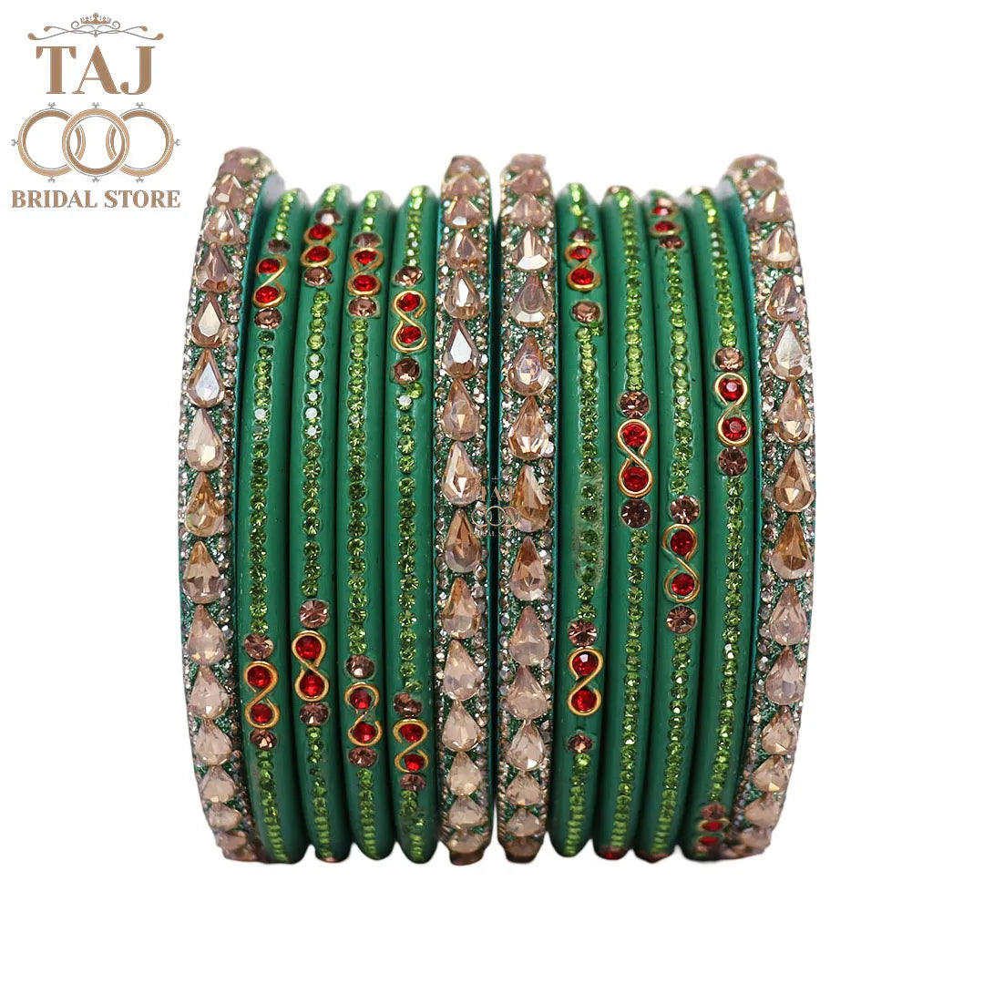 Rajasthani Short Lac Bangles Set With New Kundan Design