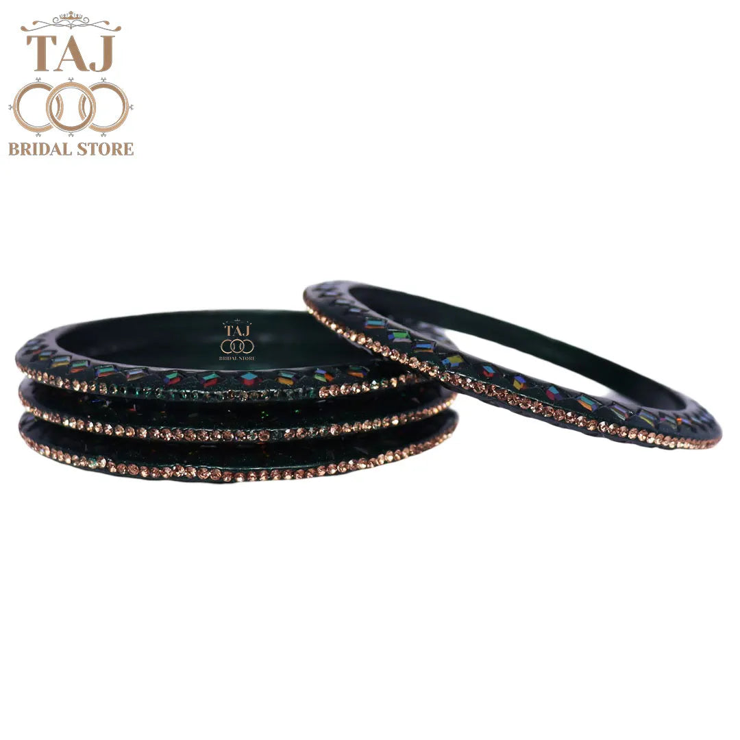 Rajasthani Fancy Lac Kada Bangles in Latest Kundan Rhinestones Design