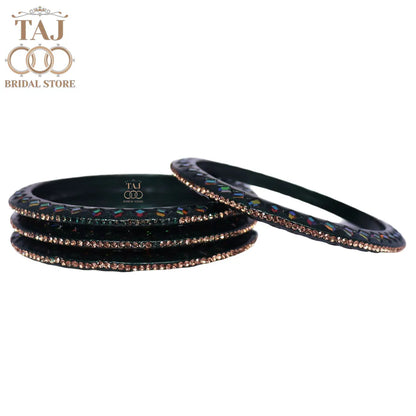 Rajasthani Fancy Lac Kada Bangles in Latest Kundan Rhinestones Design