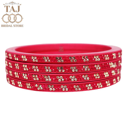 Designer Lac Bangles Set in Latest Traditional Rhinestones Design