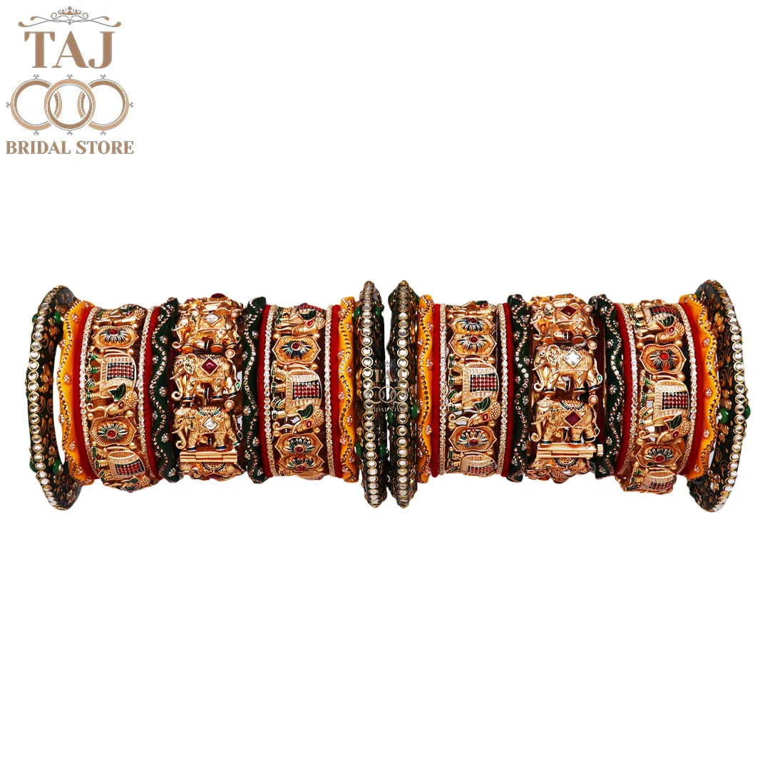 Premium Rajwadi Bangles Set with Latest ZIG-ZAG and Elephant Design