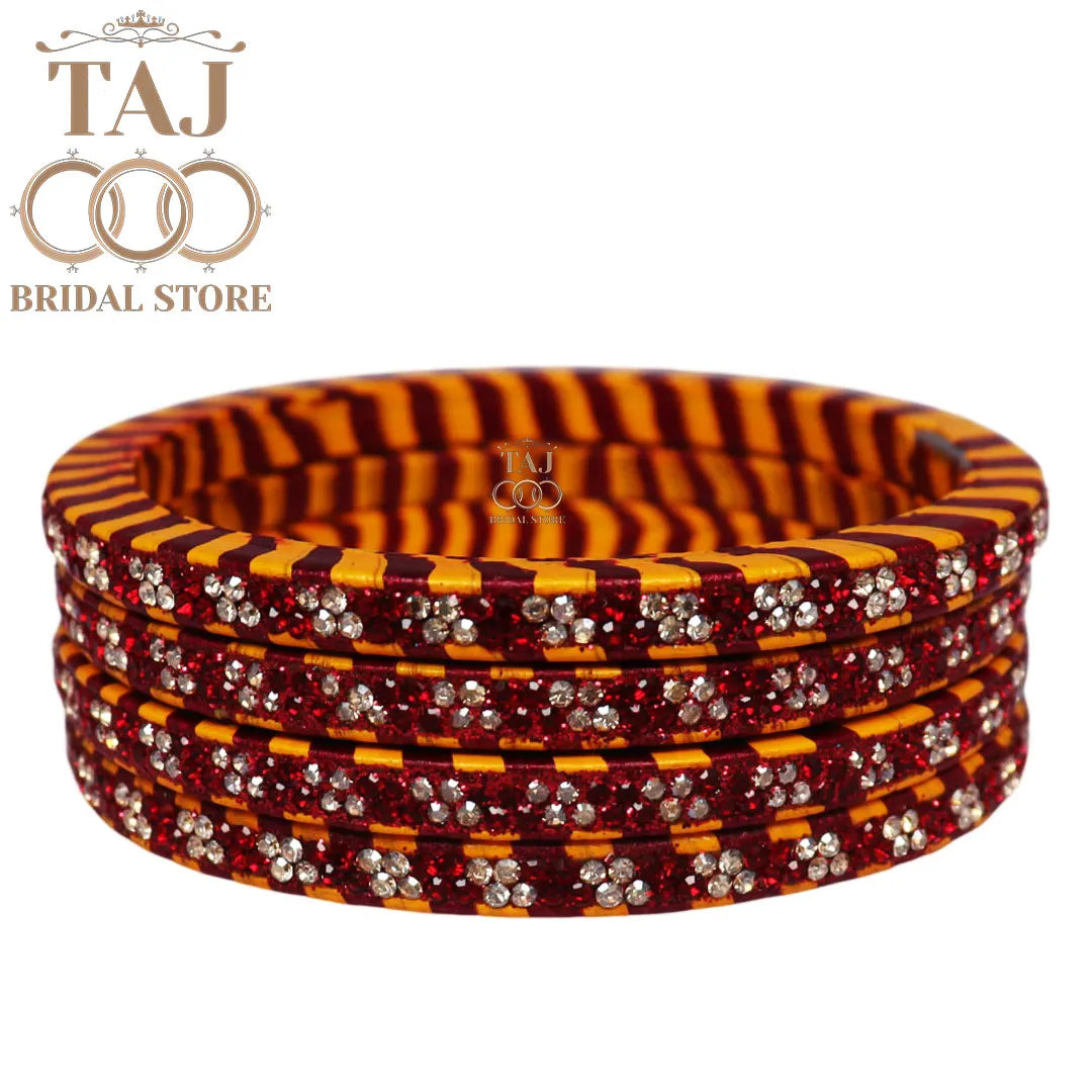 Rajasthani Lac Lehriya Kada Bangles (Set of 4)