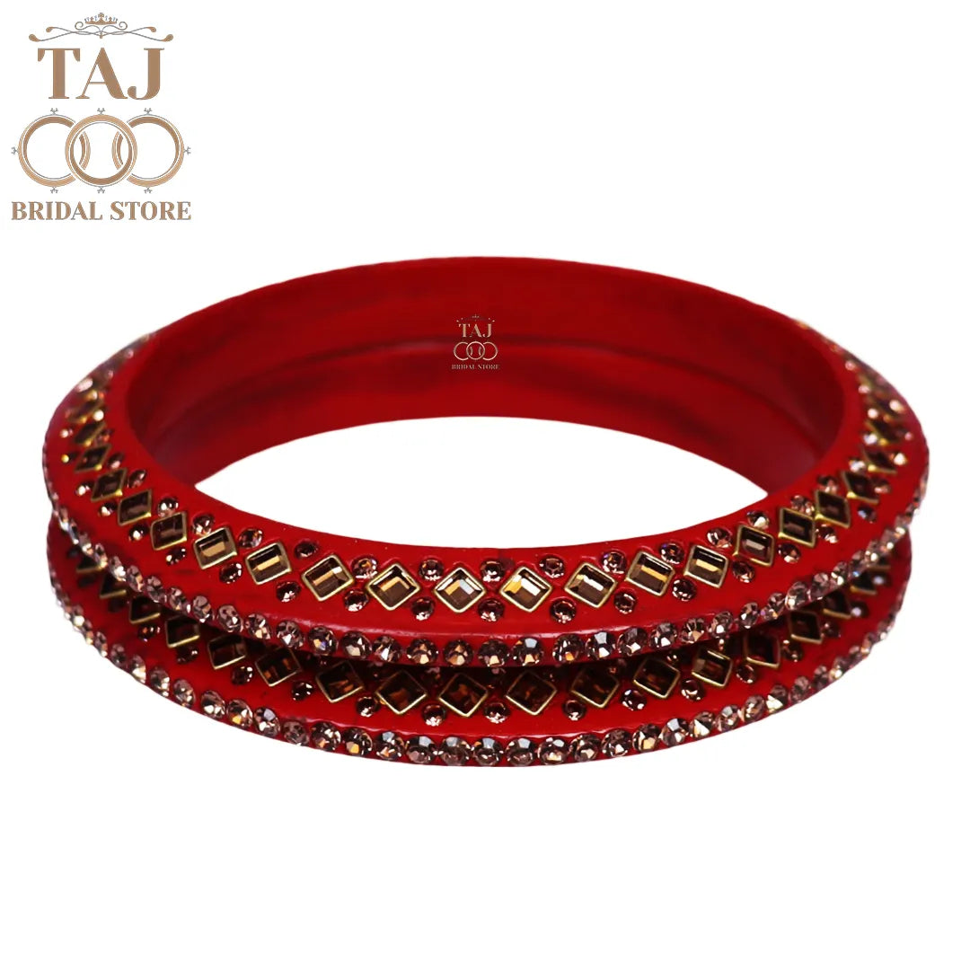 Traditional Kundan Lac Bangadi Bangles (Pack of 2)