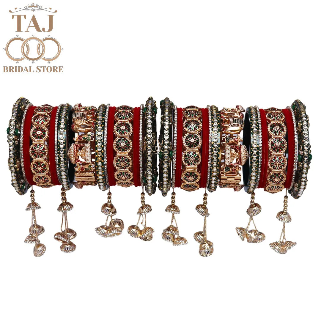 Premium Indian Bridal Bangle Set with Beautiful Doli-Elephant Motifs