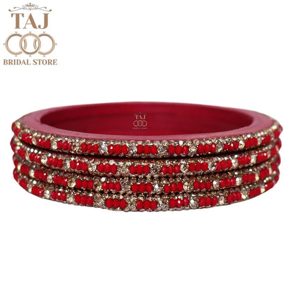 Handmade Lac Bangles For Women With Latest Rhinestones Design
