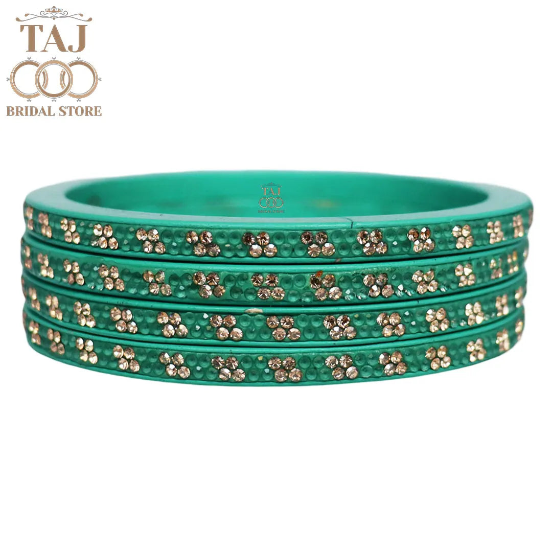 Designer Lac Bangles Set in Latest Traditional Rhinestones Design