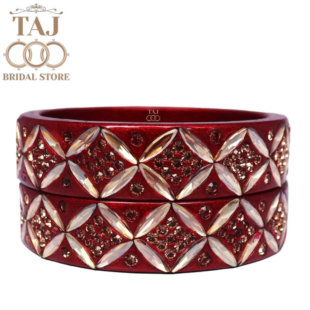 Traditional Rajasthani Lac Kada Bangles with Kundan and Rhinestones