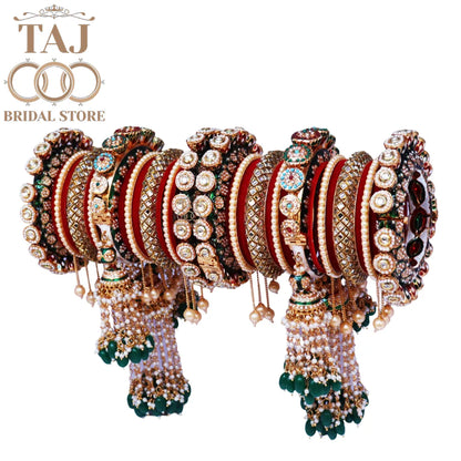 Luxurious Bridal Bangles Set in Beautiful Heavy Latkan Design