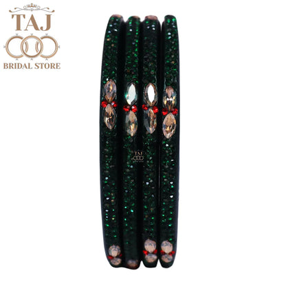 Kundan Lac Bangles with Beautiful Kundan and Rhinestones Design