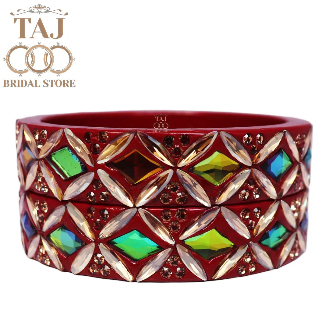 Designer Lac Kada Bangles with Exquisite Kundan Work