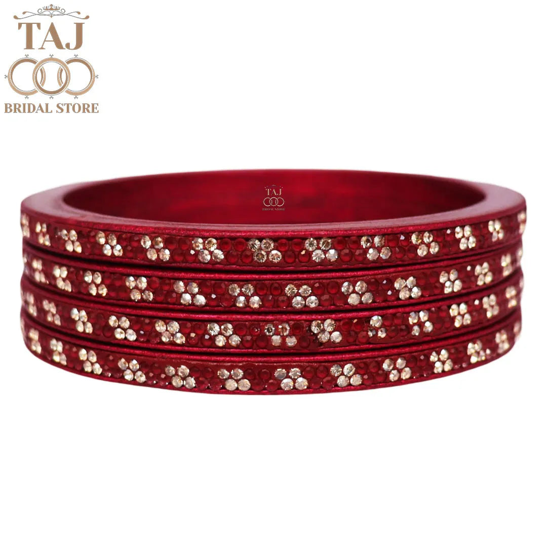 Designer Lac Bangles Set in Latest Traditional Rhinestones Design