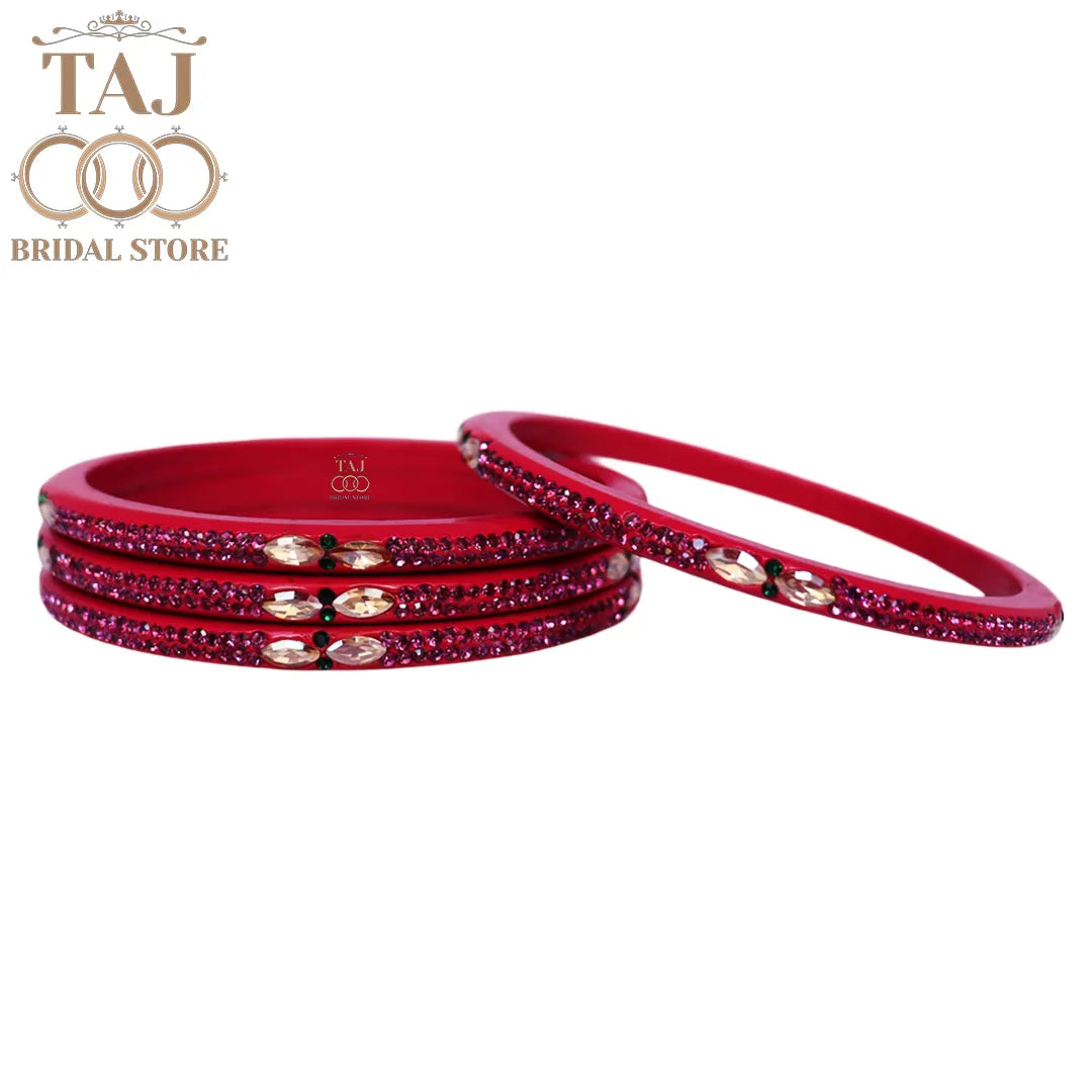 Kundan Lac Bangles with Beautiful Kundan and Rhinestones Design