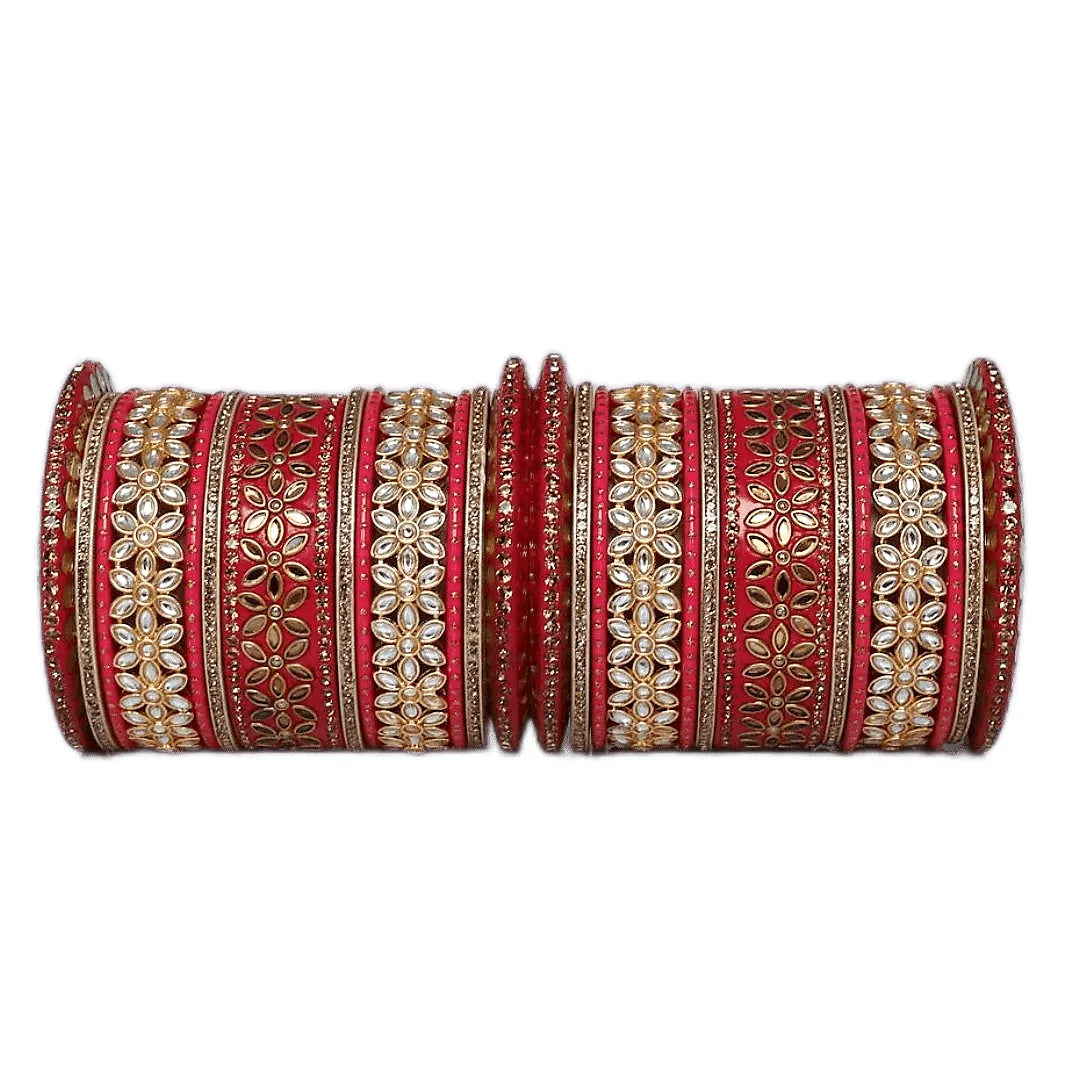 Lac Bangles with Beautiful Kundan Flower Design Taj Bridal Store