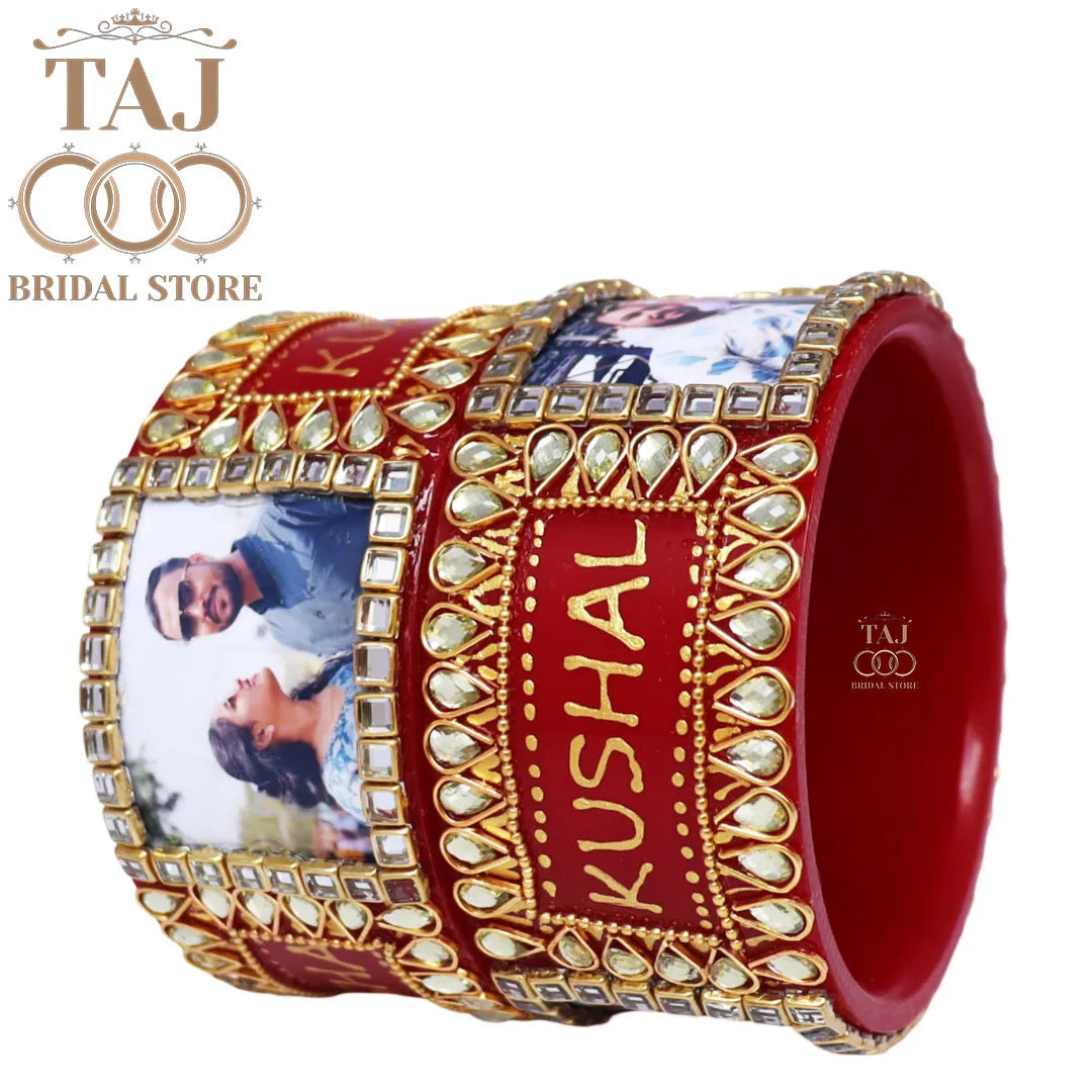 Couple Name and Photo Bangles Set