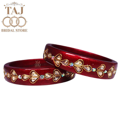 Designer Lac Kada Bangles with Exquisite Kundan Work (Set of 2)