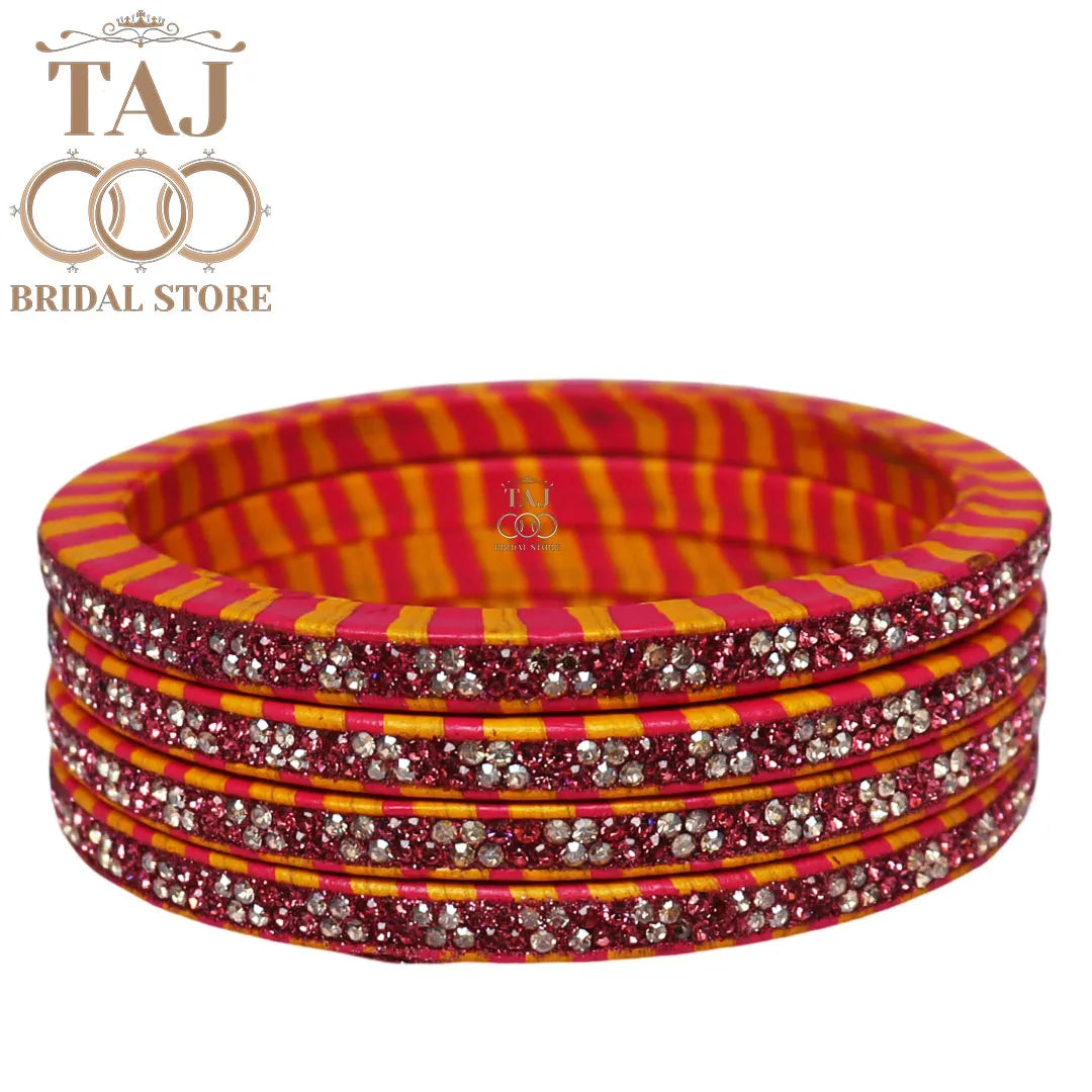 Rajasthani Lac Lehriya Kada Bangles (Set of 4)