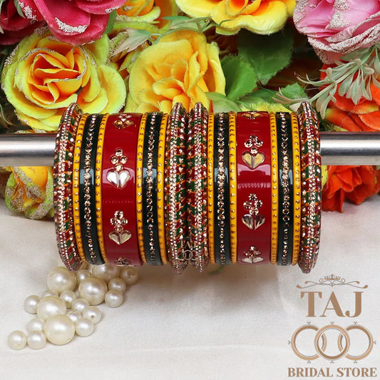 Rajasthani Lakh Chura With Beautiful Kundan and Rhinestones Design