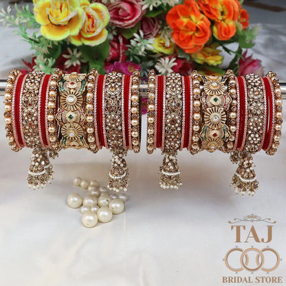 Royal Rajwadi Bridal Chuda Set With Beautiful Jhoomer Latkan Design