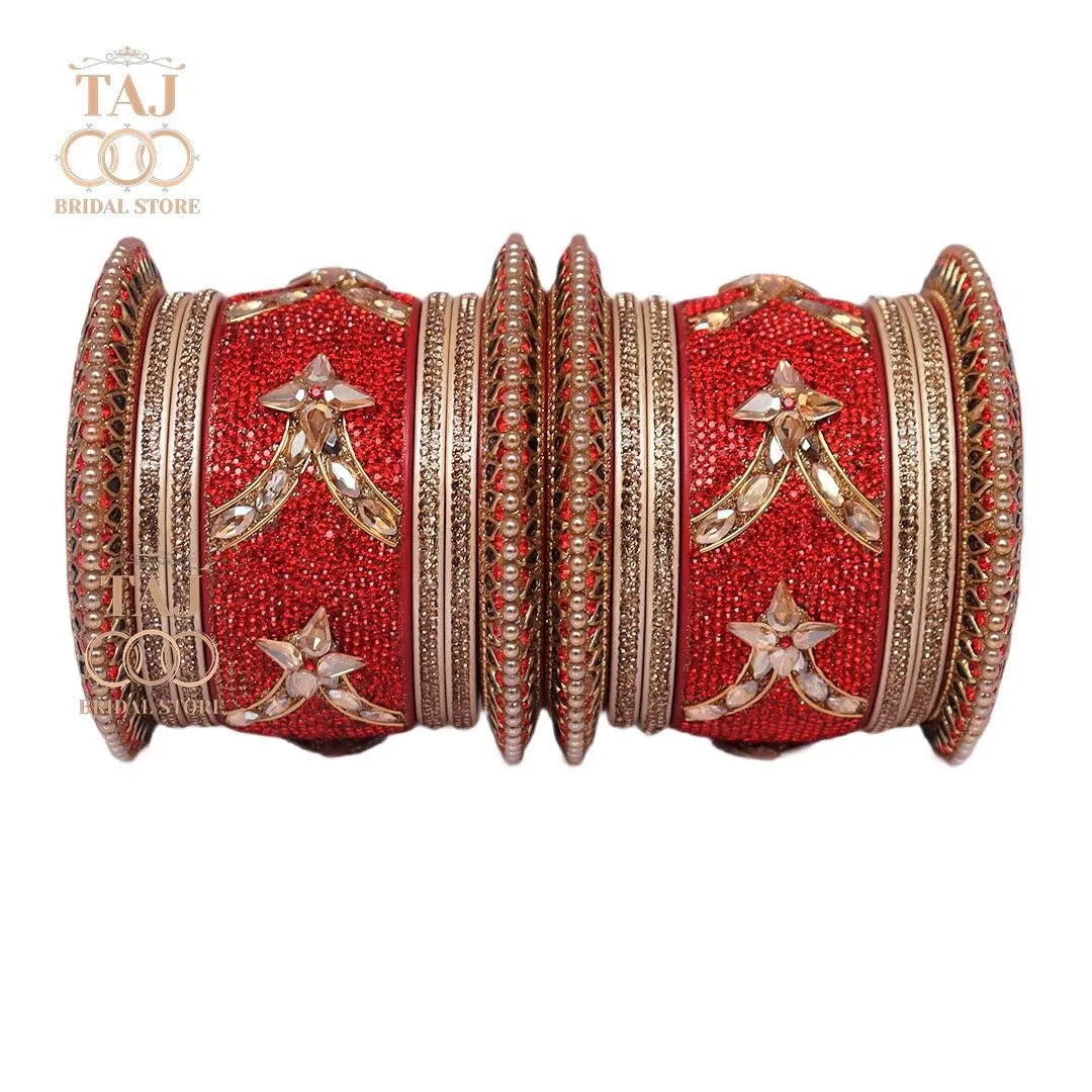 Lac Bangles for Bride with Best Kundan Work (Pack of 14) Taj Bridal Store