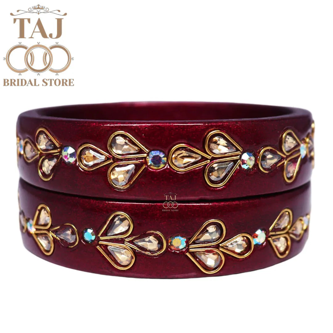 Designer Lac Kada Bangles with Exquisite Kundan Work (Set of 2)