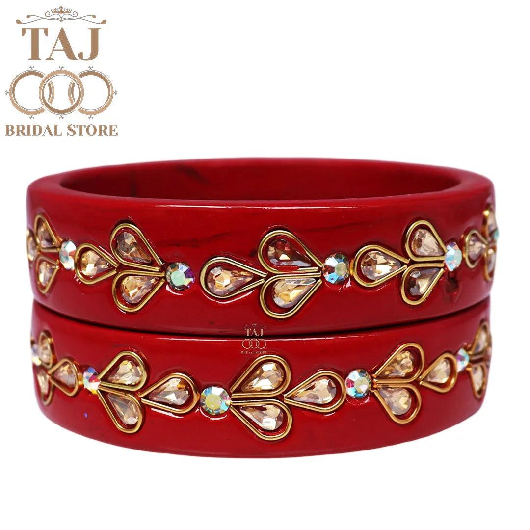 Designer Lac Kada Bangles with Exquisite Kundan Work (Set of 2)