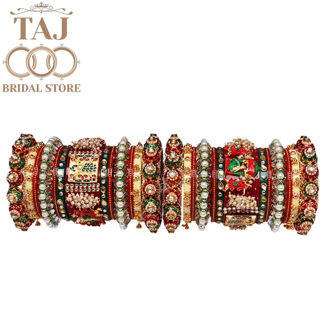 Rajwadi Bangles Set for Bride With New Doli and Peacock Design