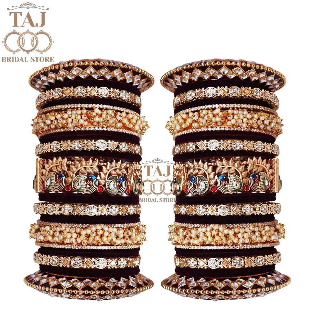 Rajasthani Rajwadi Wedding Bangles Set in Beautiful Peacock Design