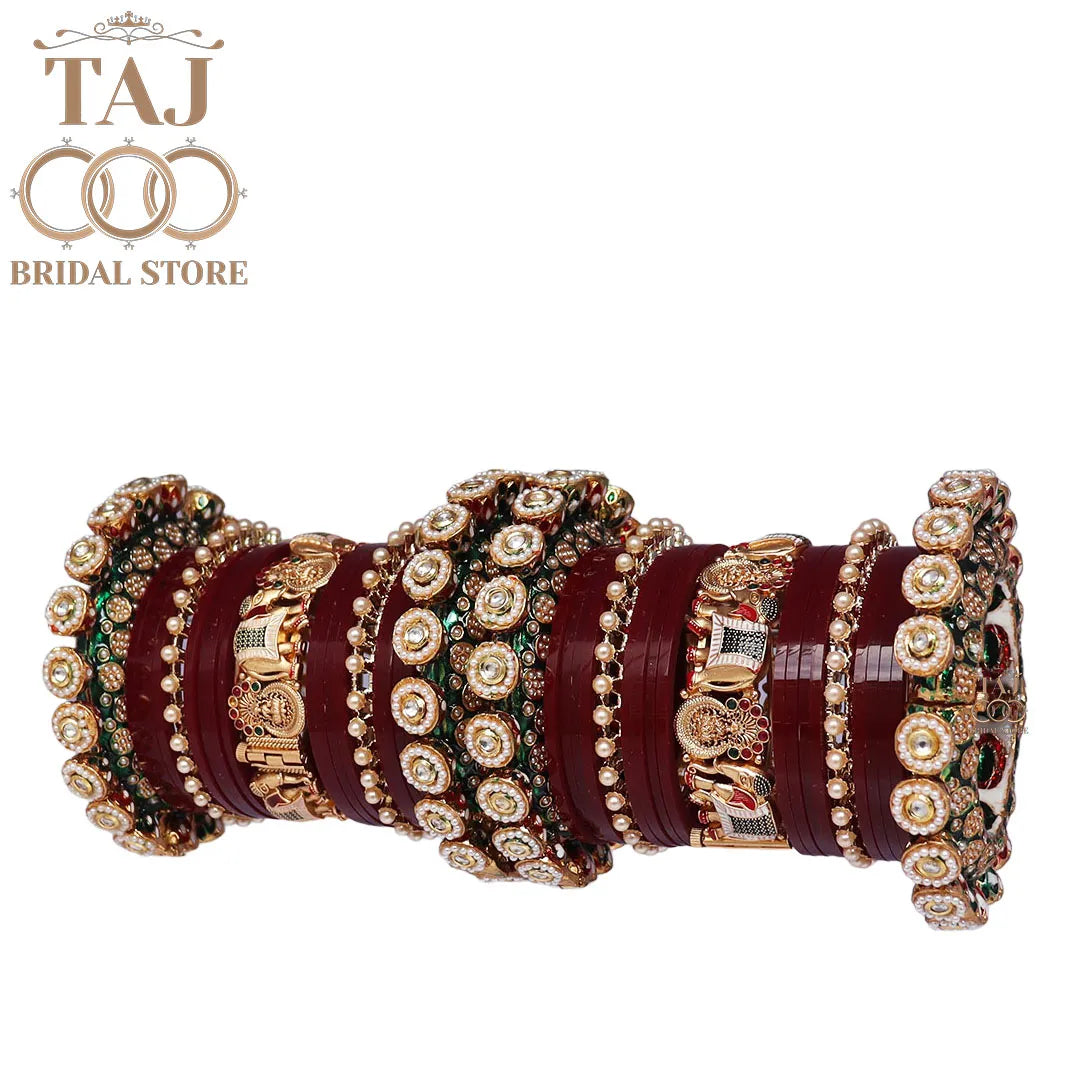 Heavy Design Bridal Bangles Set With Beautiful Bangadi and Elephant Design Kada