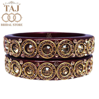 Elegant Lac Kada Bangles with Stunning Stones (Set of 2)