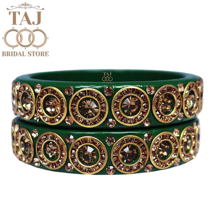 Elegant Lac Kada Bangles with Stunning Stones (Set of 2)