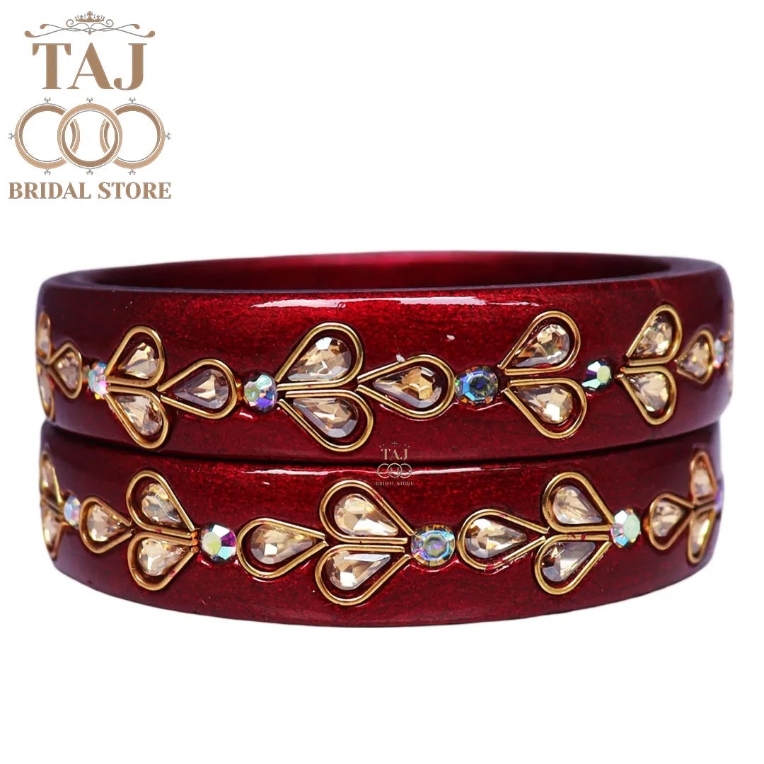 Designer Lac Kada Bangles with Exquisite Kundan Work (Set of 2)