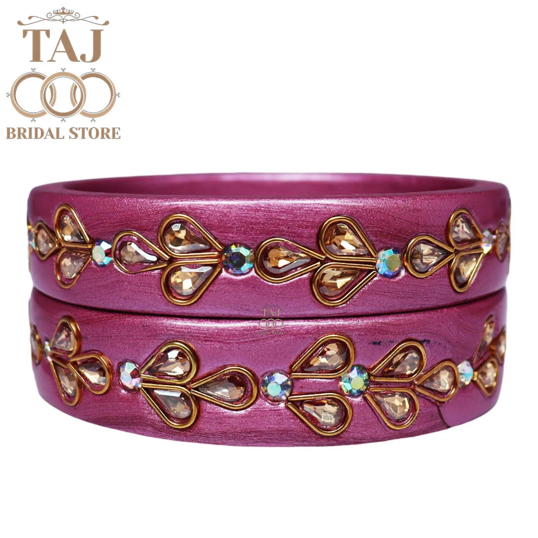 Designer Lac Kada Bangles with Exquisite Kundan Work (Set of 2)