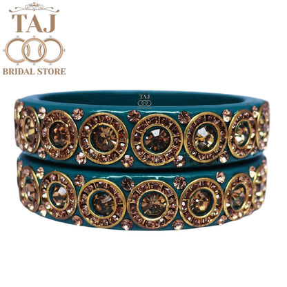 Elegant Lac Kada Bangles with Stunning Stones (Set of 2)