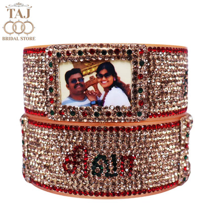 Designer Name and Photo Kada Bangles Set in Latest Rhinestones Design